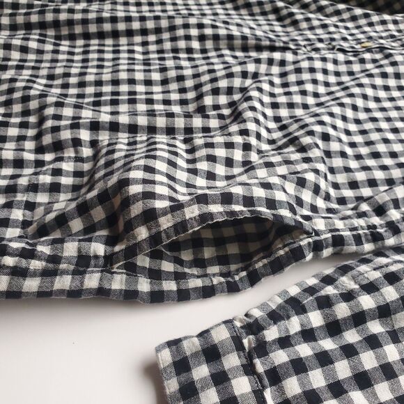 J Jill Top Womens M Gingham Check Plaid Popover Black White Tunic Double Cloth - Picture 5 of 14